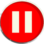 red and white glow pause button icon