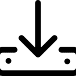 download icon outline style png icon, black outline download symbol png