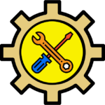 settings icon png, filled gear icon, ui design, setting, yellow, symbol settings