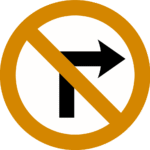 do not turn right, no right turn, not right turn, right turn prohibited, warning sign, forbidden turn right, arrow symbol, road sign/5
