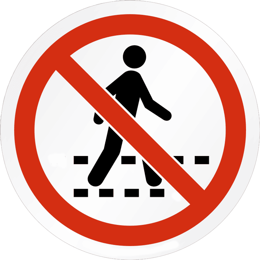 no crossing sign png, prohibited crossing symbol, pedestrian restriction icon, transparent traffic warning sign, road crossing ban marker